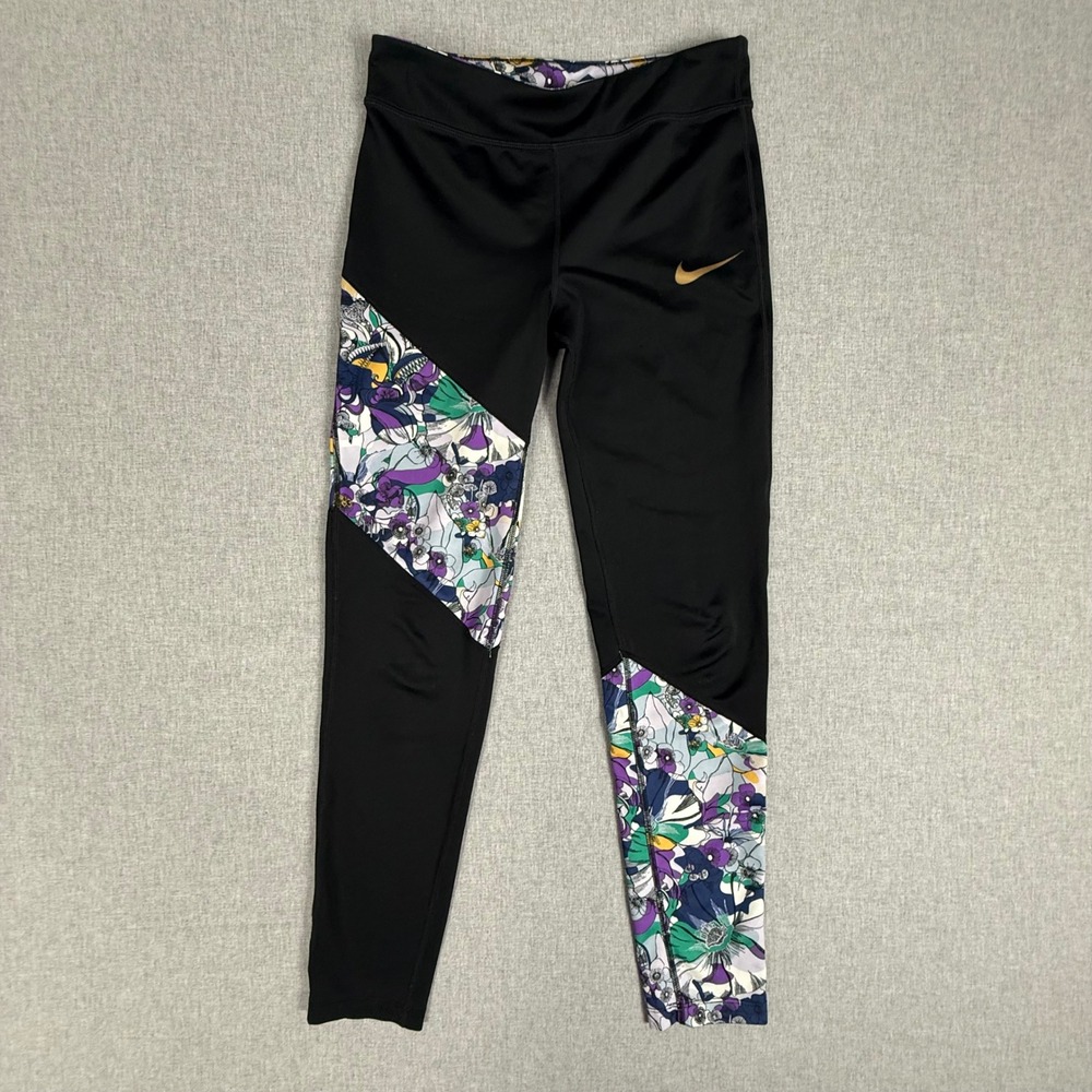 Nike Girls XL Black Floral Dri-FIT Leggings DC7090-010 Activewear